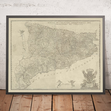 Erste große Karte Kataloniens von Aparici, 1769: Barcelona, Girona, Pyrenäen, Ebro-Fluss, Bourbonen 