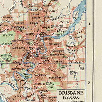 Alte Karte von Queensland von Bartholomew, 1958: Brisbane, Great Barrier Reef, Cape York, Carnarvon NP, Torres Strait