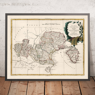 Mapa antiguo de Véneto, Italia de Zatta, 1782: Venecia, Verona, Padua, Vicenza, Rovigo 