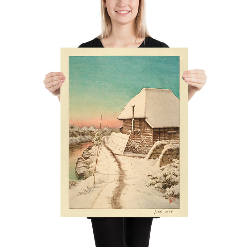 Sunset Evening Sky After Snow at Morigasaki by Hasui Kawase 1935