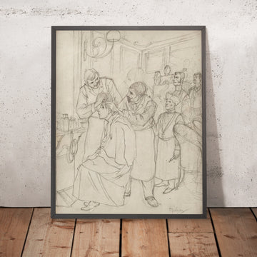 A framed image of Study for Premier Shampooing d’Absalon by Alphonse Mucha, 1891