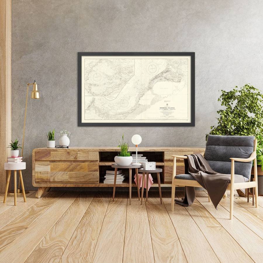 Alte nautische Karte der Bermuda-Inseln, 1894: Hamilton, Castle Harbour, The Narrows 