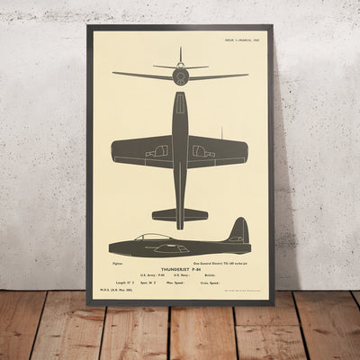A framed image of Thunderjet P-84 by Ministry of Supply, 1947