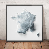 Mappa topografica 3D del rilievo della Francia 
