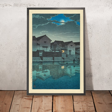 Une image encadrée de Hazy Moon à Matsue, dans l’Izumo, par Hasui Kawase, 1935
