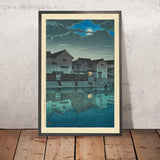 Luna brumosa en Matsue en Izumo por Hasui Kawase 1935 