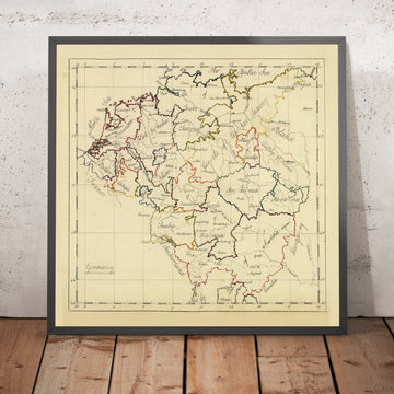 Old Maunscript Map of Germany by Bowen, 1810: Berlin, Munich, Hamburg, Rhine, Danube