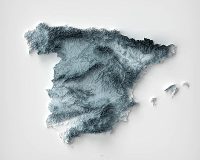 Spain Topographic 3D Relief Map