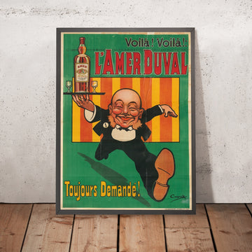A framed image of Amer Duval Vintage Advertising Poster by J. E. Goossens, 1912