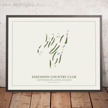 A framed image of Essendon Country Club Old Course  in the style of a simple and modern golf course map