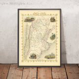 Mappa Antica dell'Argentina e del Cile di Tallis, 1851: Buenos Aires, Ande, Santiago, Vignette 