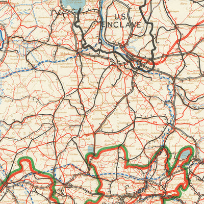 Old Map of Postwar Occupation and Denazification in Germany, 1946