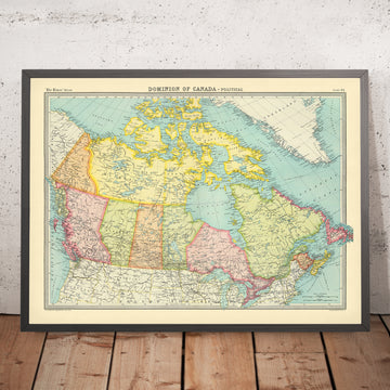 Old Map of the Dominion of Canada, 1922: Great Lakes, Rocky Mountains, Shipping Routes, Arctic Archipelago