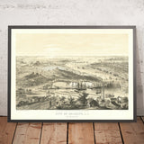 Old Bird’s-Eye Map of Brooklyn by Bornet, 1855: Naval Yard, Brooklyn Heights, DUMBO, Williamsburg, Lower Manhattan
