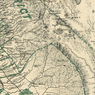 Alte Karte von Kalifornien, 1880: San Francisco, Los Angeles, Sonoma, Weinberge, Reblaus