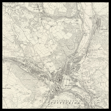 Eine alte Ordnance-Survey-Karte von Pontypridd