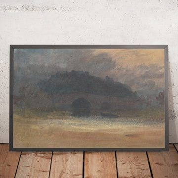 A framed image of Evening Landscape with Castle and Bridge in Yorkshire (1798) by Turner