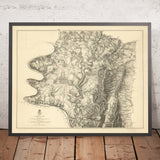 Old Civil War Map of Antietam by Michler, 1867: Sharpsburg, Burnside Bridge, Bloody Lane, Dunker Church, Antietam Creek