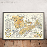 Mapa antiguo de New Brunswick, Nueva Escocia y la Isla del Príncipe Eduardo por Furse, 1963: Batallas navales, rutas de exploración 
