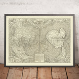 Antiguo mapa cordiforme doble del mundo magallánico de Oronce Fine, 1531: el mar de Magallanes, Terra Australis 