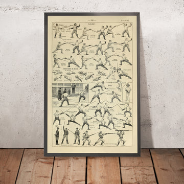 Une image encadrée de l’affiche vintage d’escrime (Épée) d’Adolphe Millot, 1890