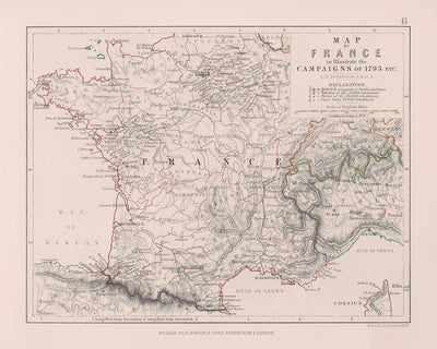 Old Military Map of France and the French Revolutionary War, 1793