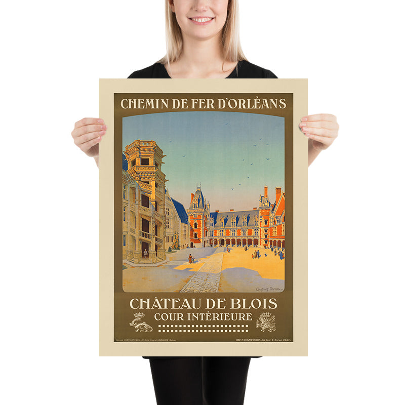 Loire Valley Travel Poster: Château de Blois, Cour Intérieure by Constant Duval