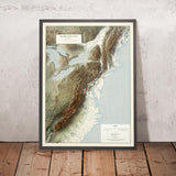 Carte vintage 3D du sentier des Appalaches : La Unique Maps Co. Carte en relief des Great Smoky Mountains, Shenandoah, White Mountain, etc. 