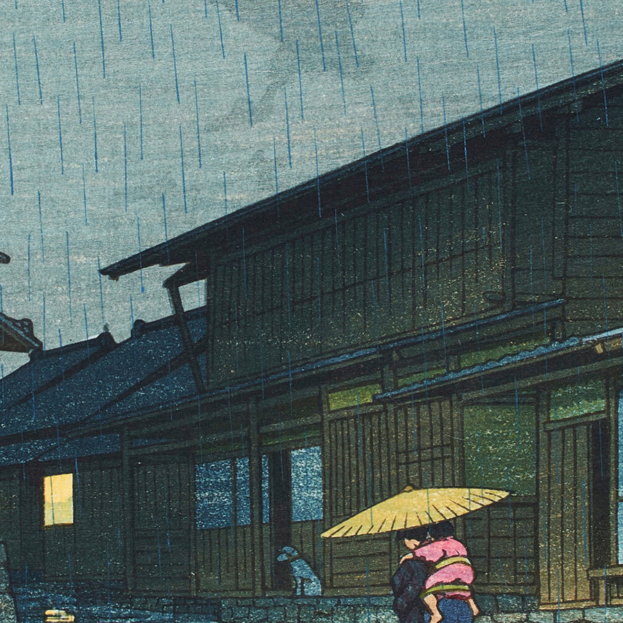 Nissaka in the Rain by Hasui Kawase 1942