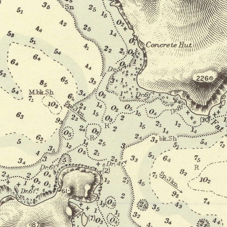 Antica mappa nautica di Hong Kong di Belcher, 1953: Porto di Victoria, Penisola di Kowloon 