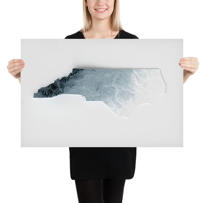 Carte topographique 3D en relief de la Caroline du Nord 