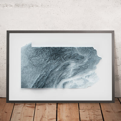 Topografische 3D-Reliefkarte von Pennsylvania 