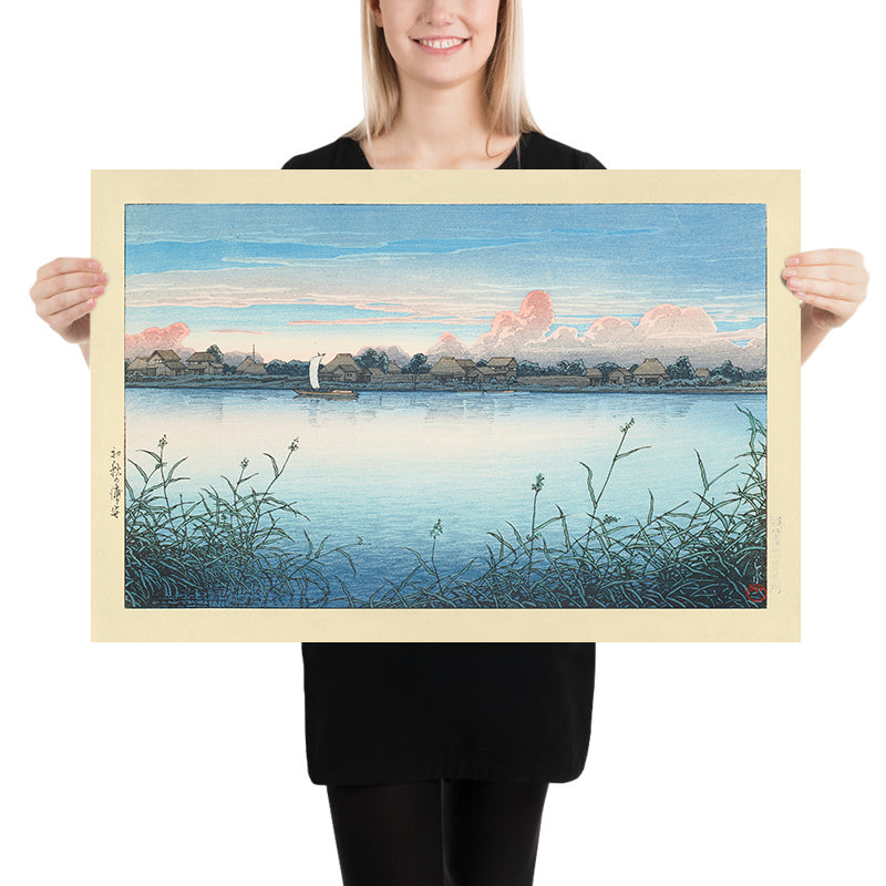 Sailboat on a Lake in Early Autumn, Urayasu by Hasui Kawase 1935