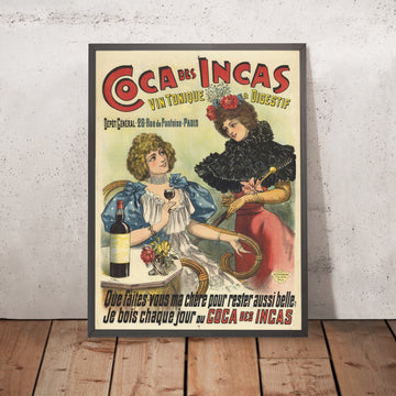 A framed image of Coca des Incas Vintage Tonic Wine Poster, 1896