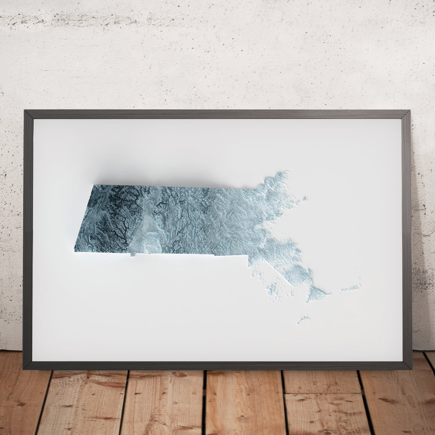 Massachusetts Topographic 3D Relief Map