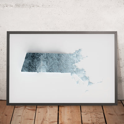 Massachusetts Topographic 3D Relief Map