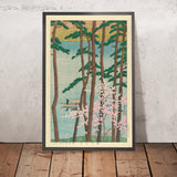 Arashiyama en primavera con flores de cerezo de Hasui Kawase, 1935 
