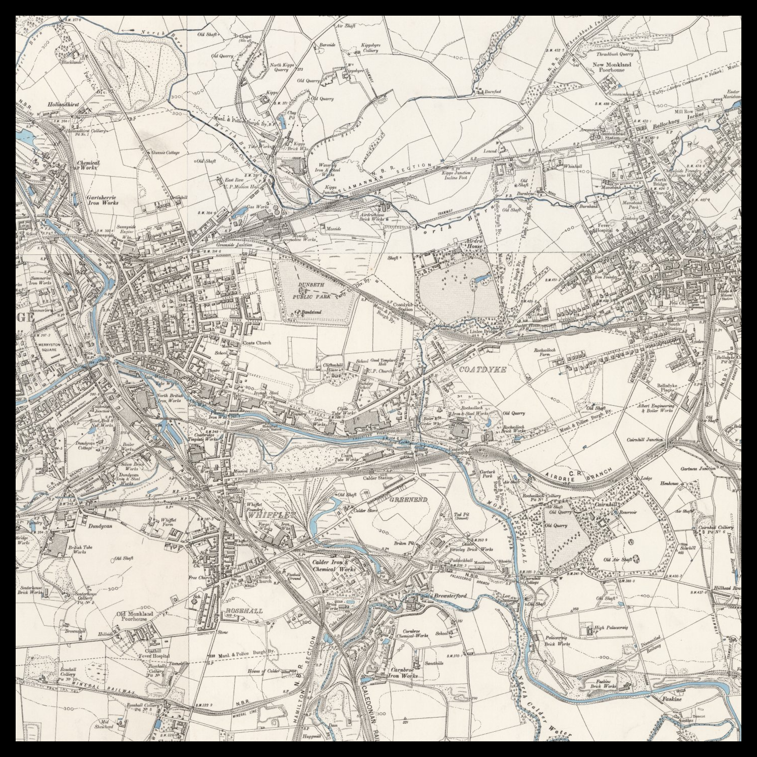 Personalised Old Map of Airdrie – The Unique Maps Co.
