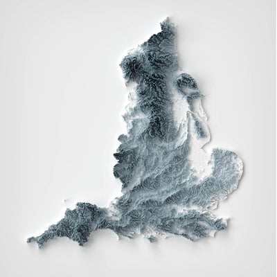 England Topographic 3D Relief Map
