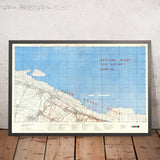 British WW2 D-Day Map of Sword Beach, Operation Neptune, 1944: Normandy, Peter, Queen, Roger, Ouistreham, Hermanville