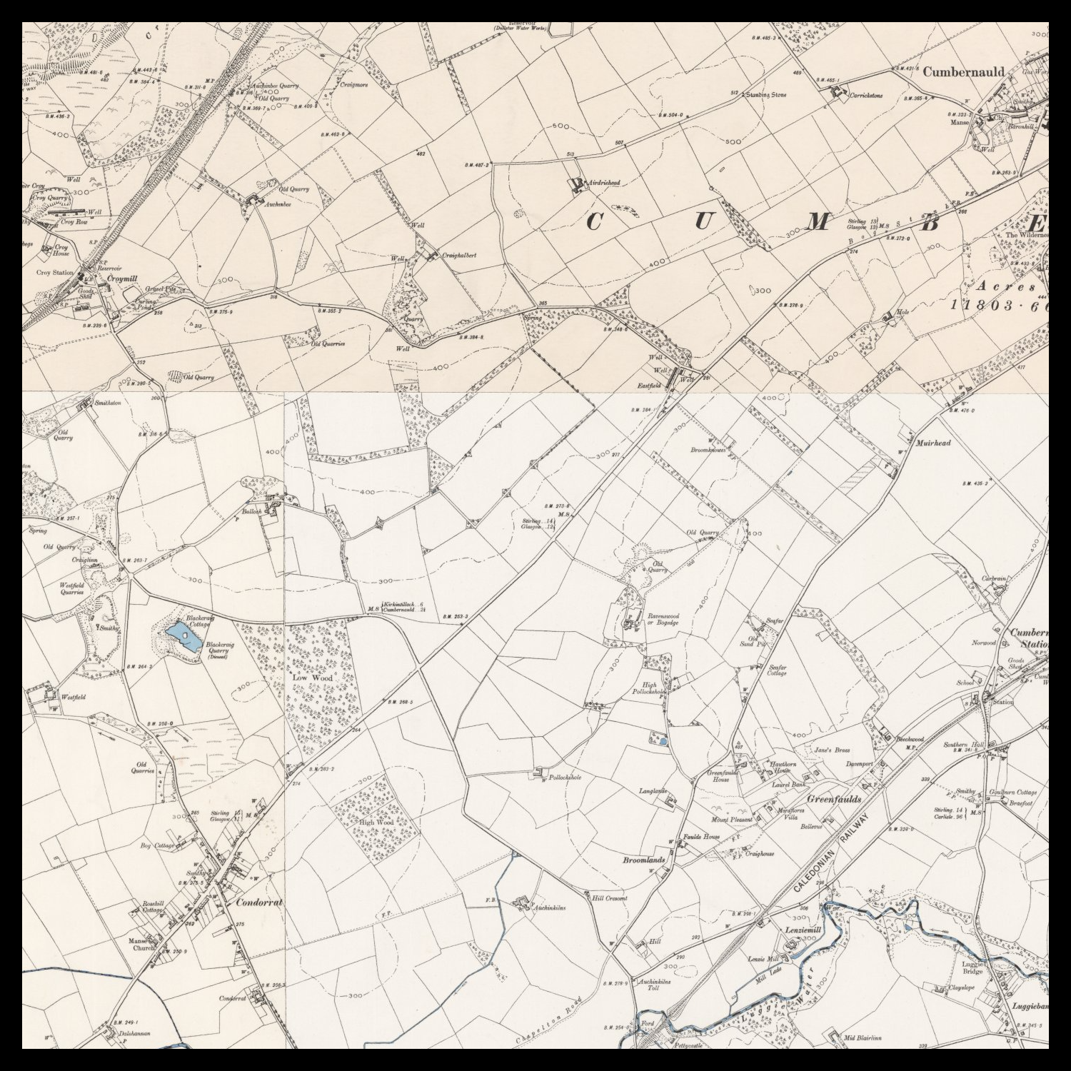 Personalised Old Map of Cumbernauld – The Unique Maps Co.