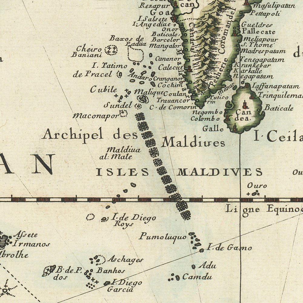 Old Map of the Indian Ocean by Du Val, 1665: East Indies, Dutch Voyages, Early Australia