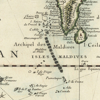 Old Map of the Indian Ocean by Du Val, 1665: East Indies, Dutch Voyages, Early Australia