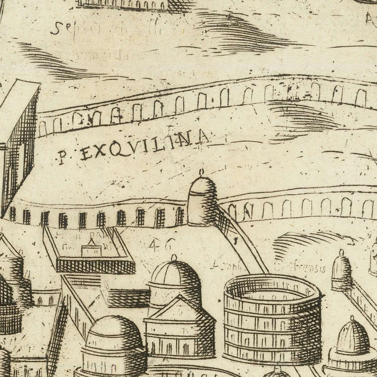 Old Pictorial Map of Rome, 1600: Colosseum, Circus Maximus, Pantheon ...