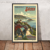 Póster de viaje suizo antiguo: A travers le Jura – Suisse, 1895 de Frederic Hugo d’Alési 