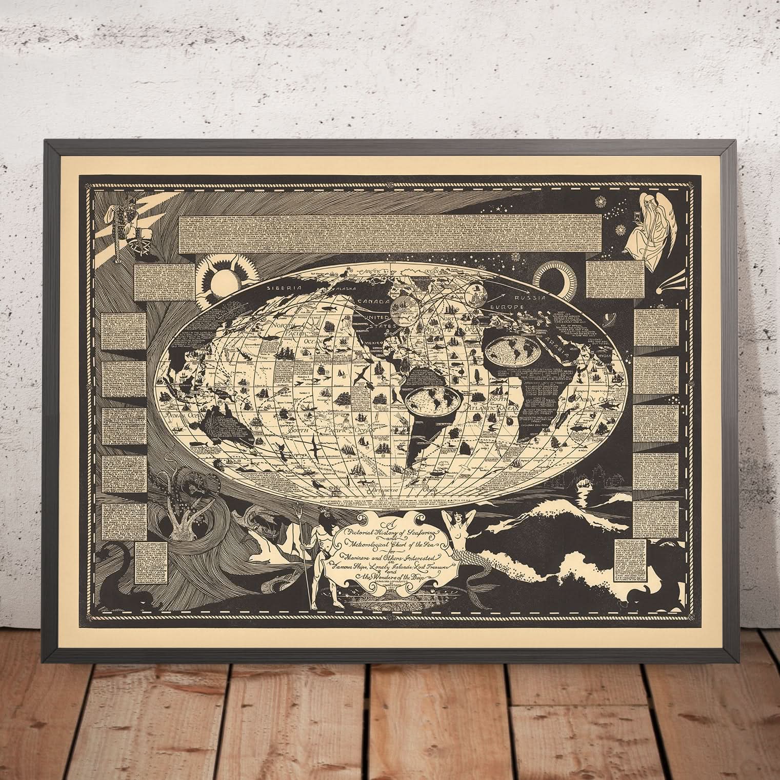 Seafaring Map Old Historical Seafaring World Map by Turpin, 1935: Famous Ships, Sea ...