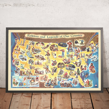 Mappa delle leggende folkloristiche antiche degli Stati Uniti, 1960 