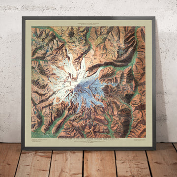 Old Map of Mt Rainier National Park, Washington, 1914: Paradise, Sunrise, Camp Muir, Carbon Glacier, Longmire