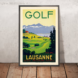 Poster di viaggio di Losanna: Golf. Losanna, 1936 