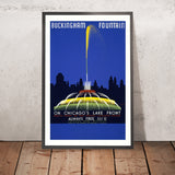 Chicago Travel Poster: Buckingham Fountain by John Buczak, 1939